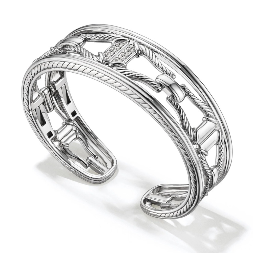 NWT Judith Ripka Fine Jewelry Diamond Vienna Cuff Bracelet 7 1/4”